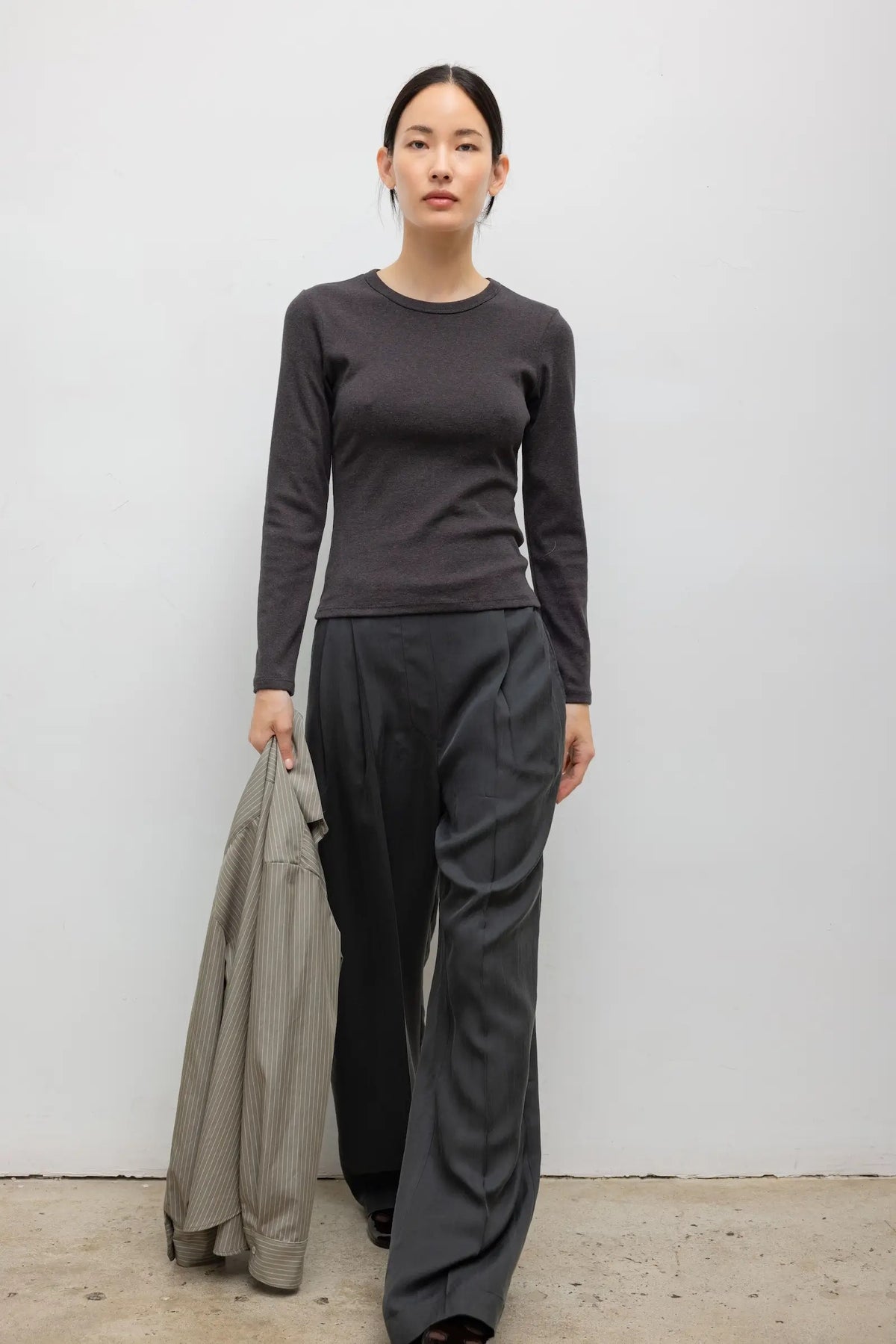 Leset - Women - Hickory Melange Nando Slim Fit  Long Sleeve