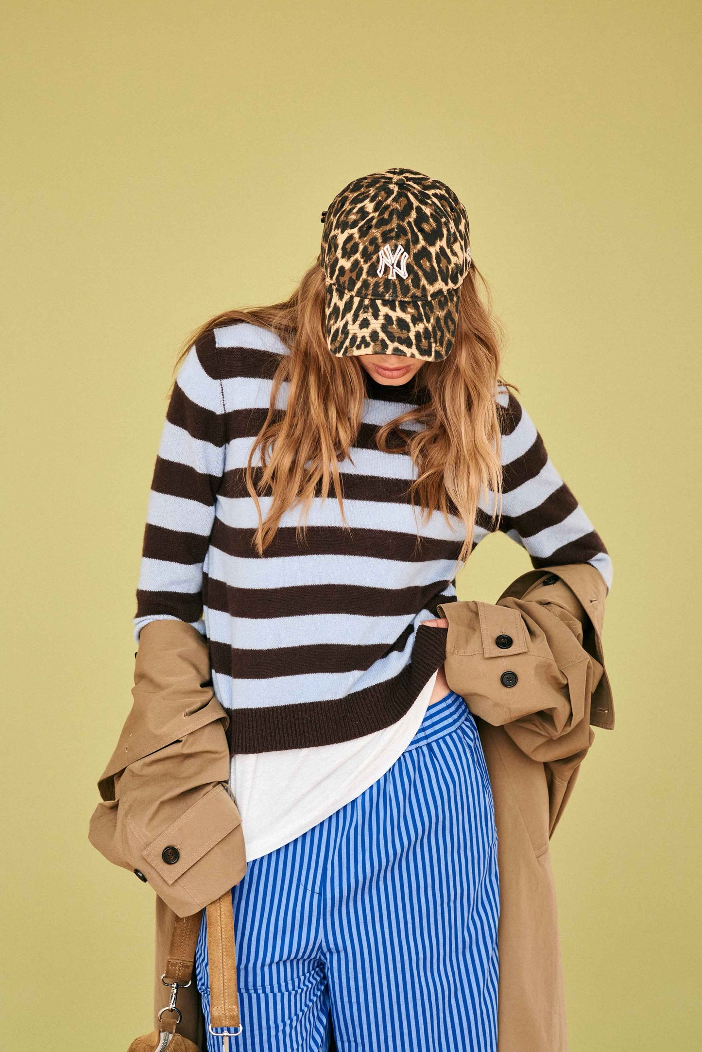 Jumper 1234 - Women - Dark Brown and Blue Stripe Cashmere Crew