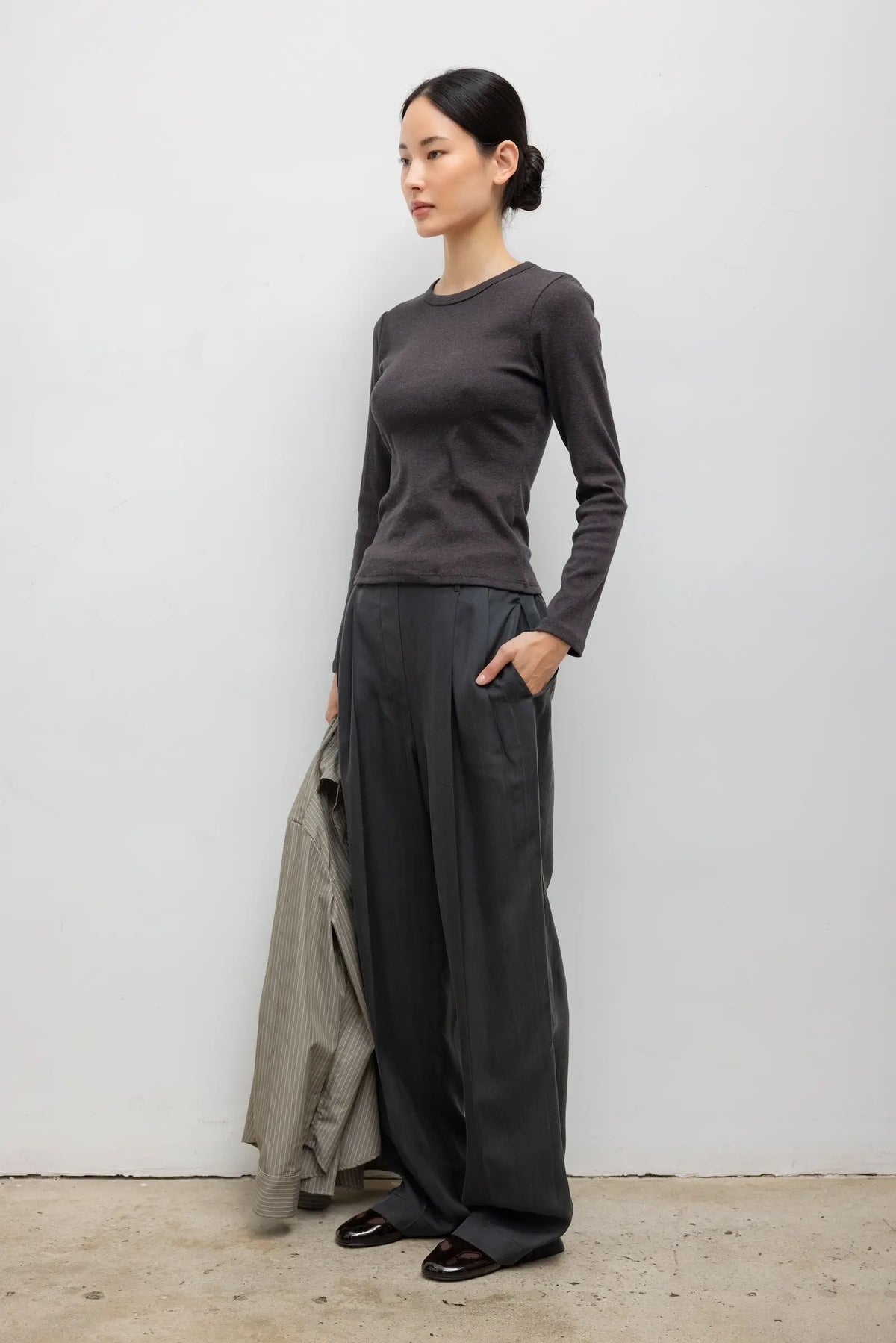 Leset - Women - Hickory Melange Nando Slim Fit  Long Sleeve