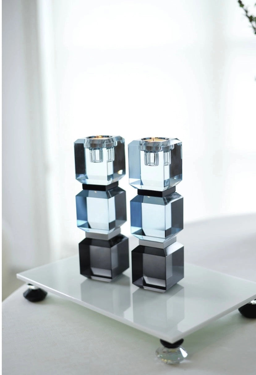 Slate Blue Color Block Candle Sticks