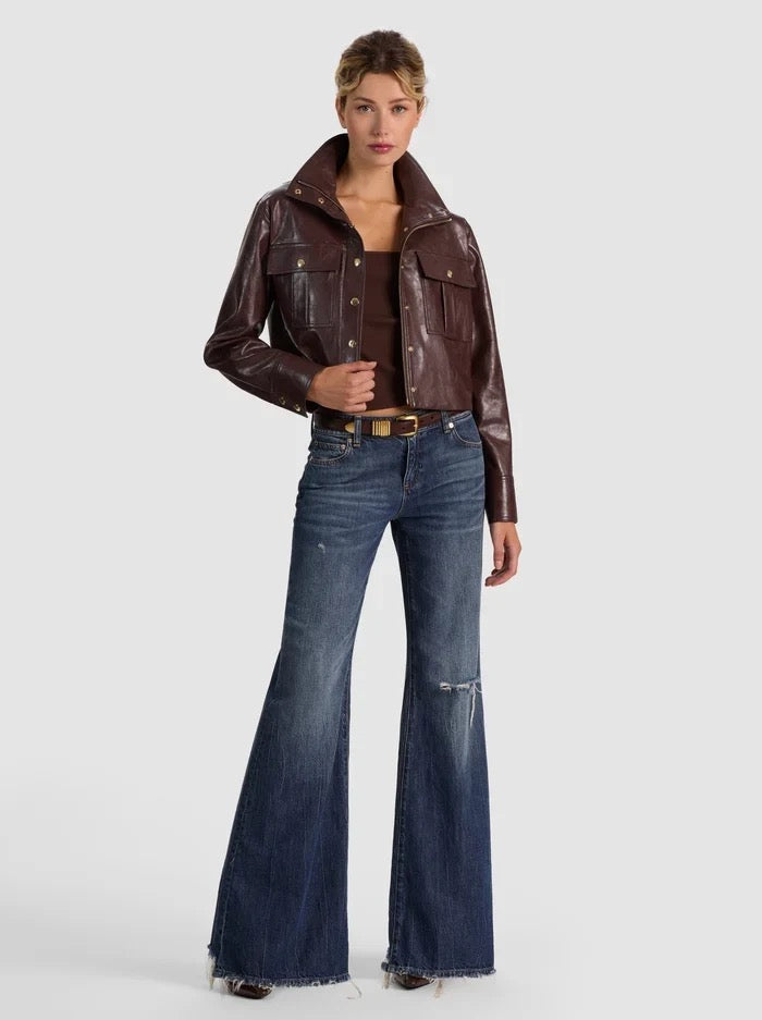 Alice + Olivia - Women - Dark Chocolate Funnel Neck Parka
