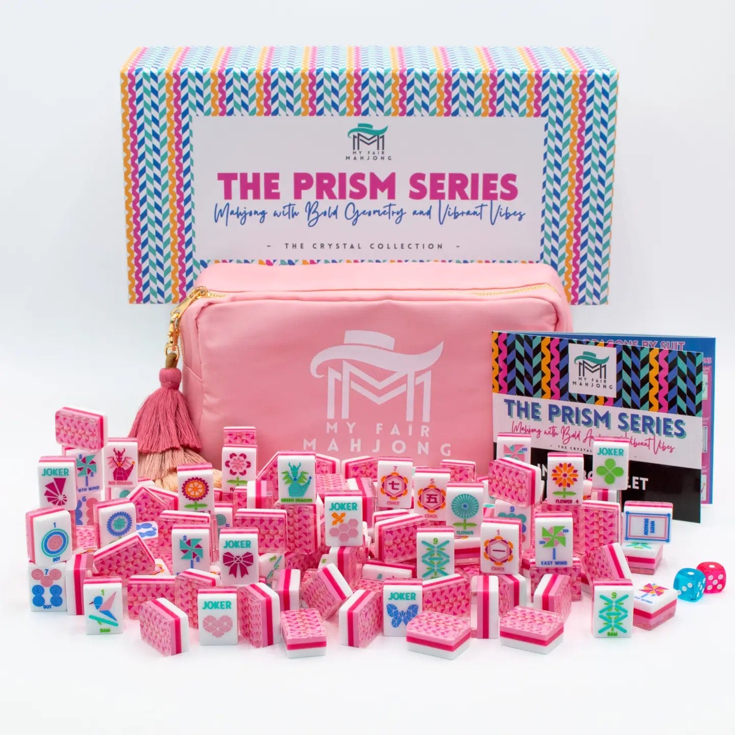 My Fair Mahjong - Pink Crystal Prism Mahjong with Bold Angles and Vibrant Vibes