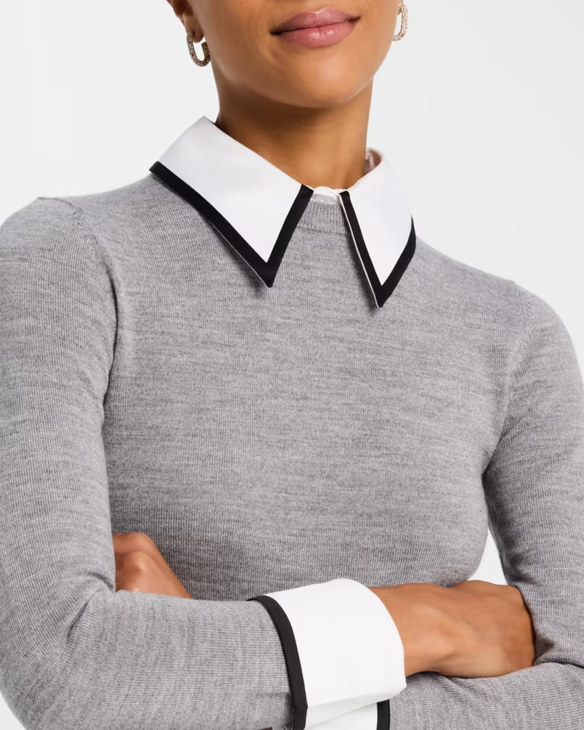 Alice + Olivia  - Women - Heather Grey Porla Collared Sweater