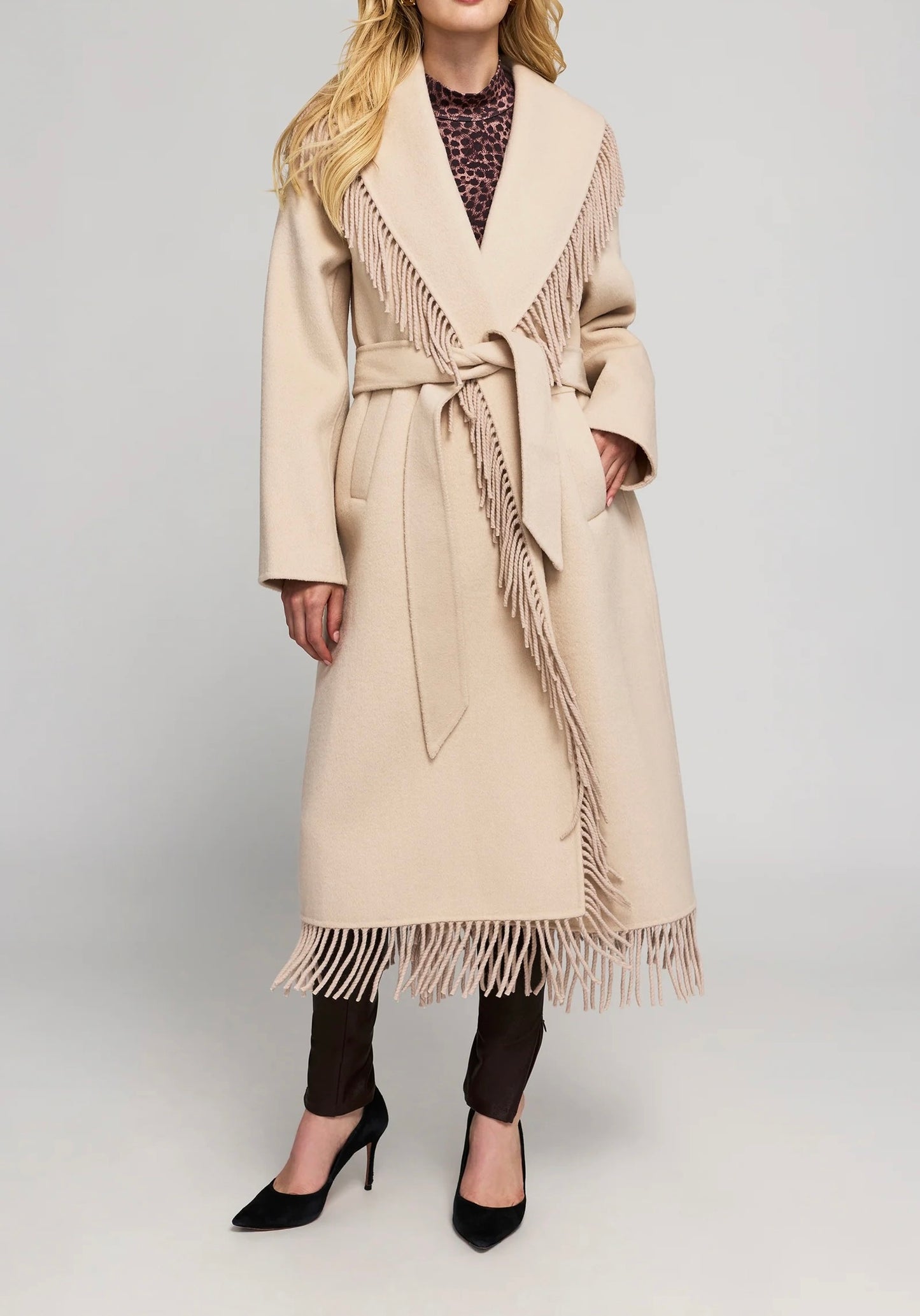 Generation Love - Women - Soft Beige Jenny Fringe Wool Coat