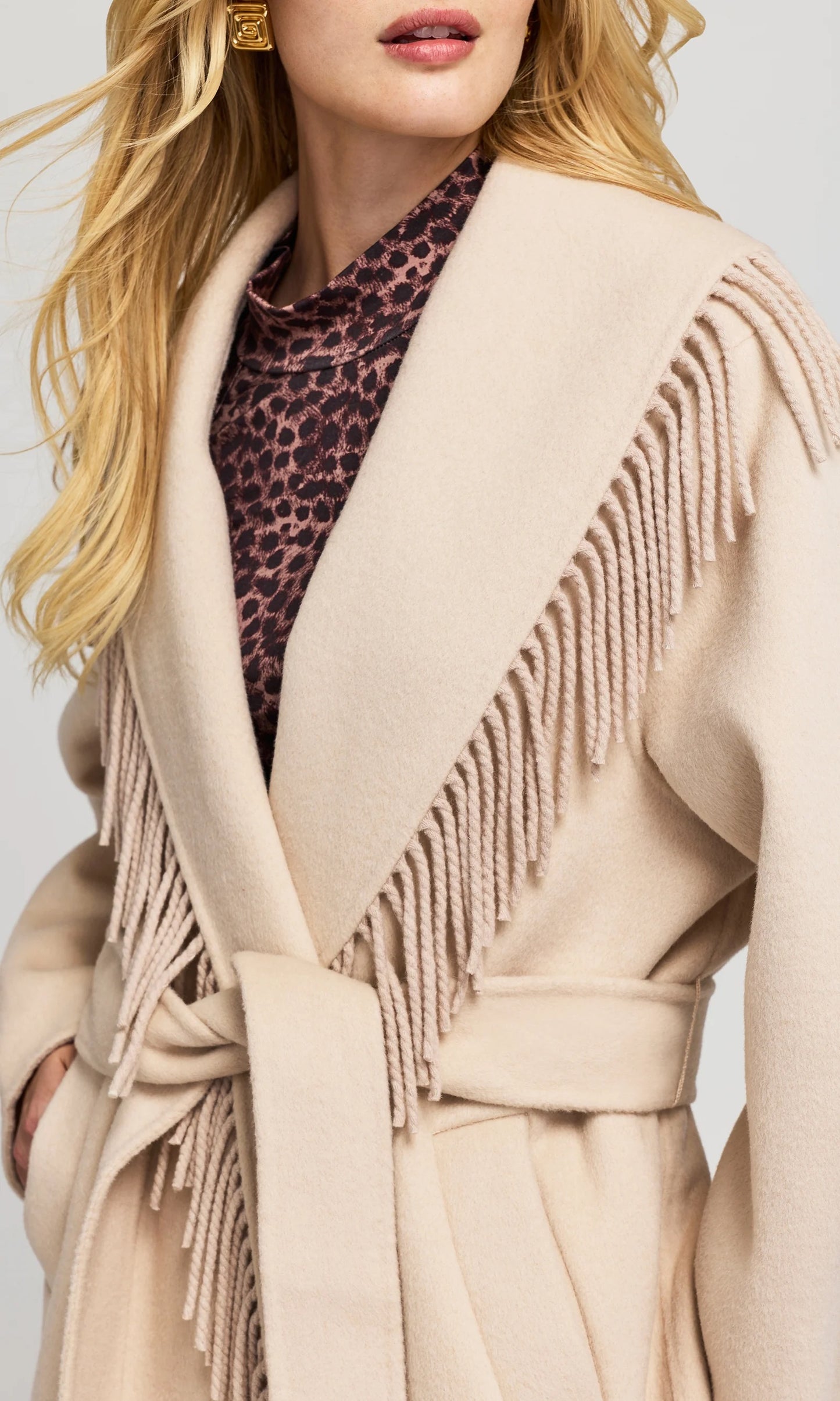 Generation Love - Women - Soft Beige Jenny Fringe Wool Coat