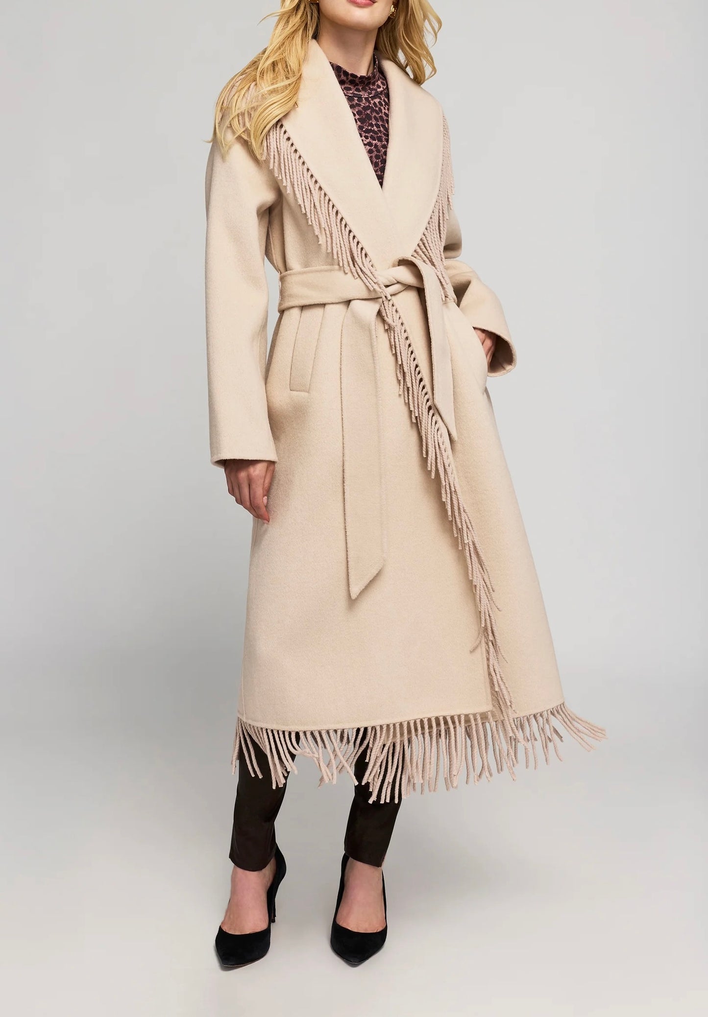 Generation Love - Women - Soft Beige Jenny Fringe Wool Coat