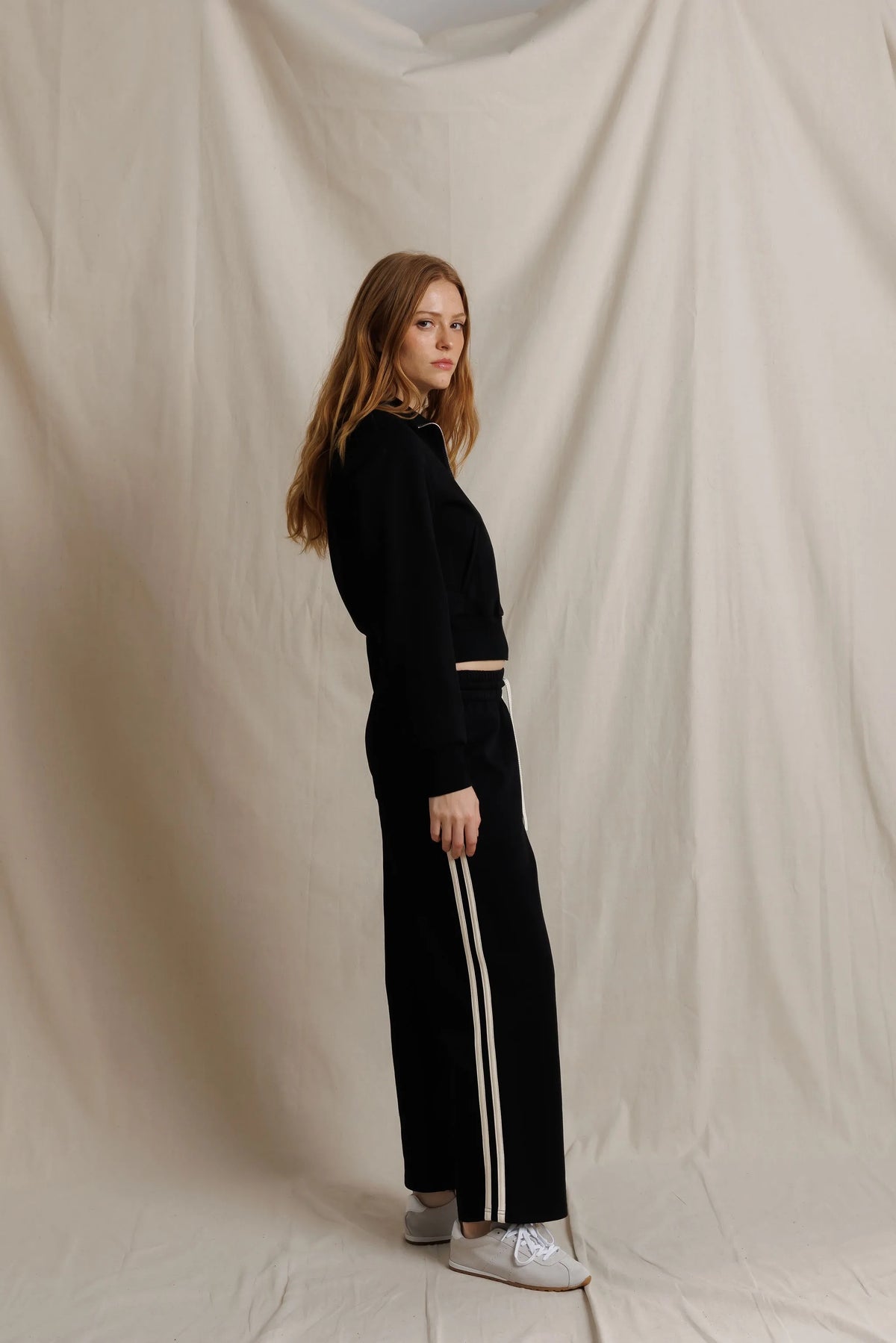 Perfect White Tee - Women - Black Milana Track Jacket
