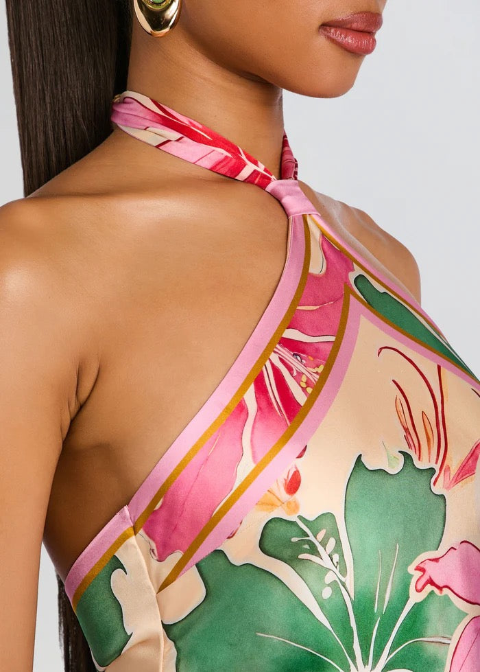 Retrofete - Women -  Ivory Hibiscus Floral Adelaide Silk Dress