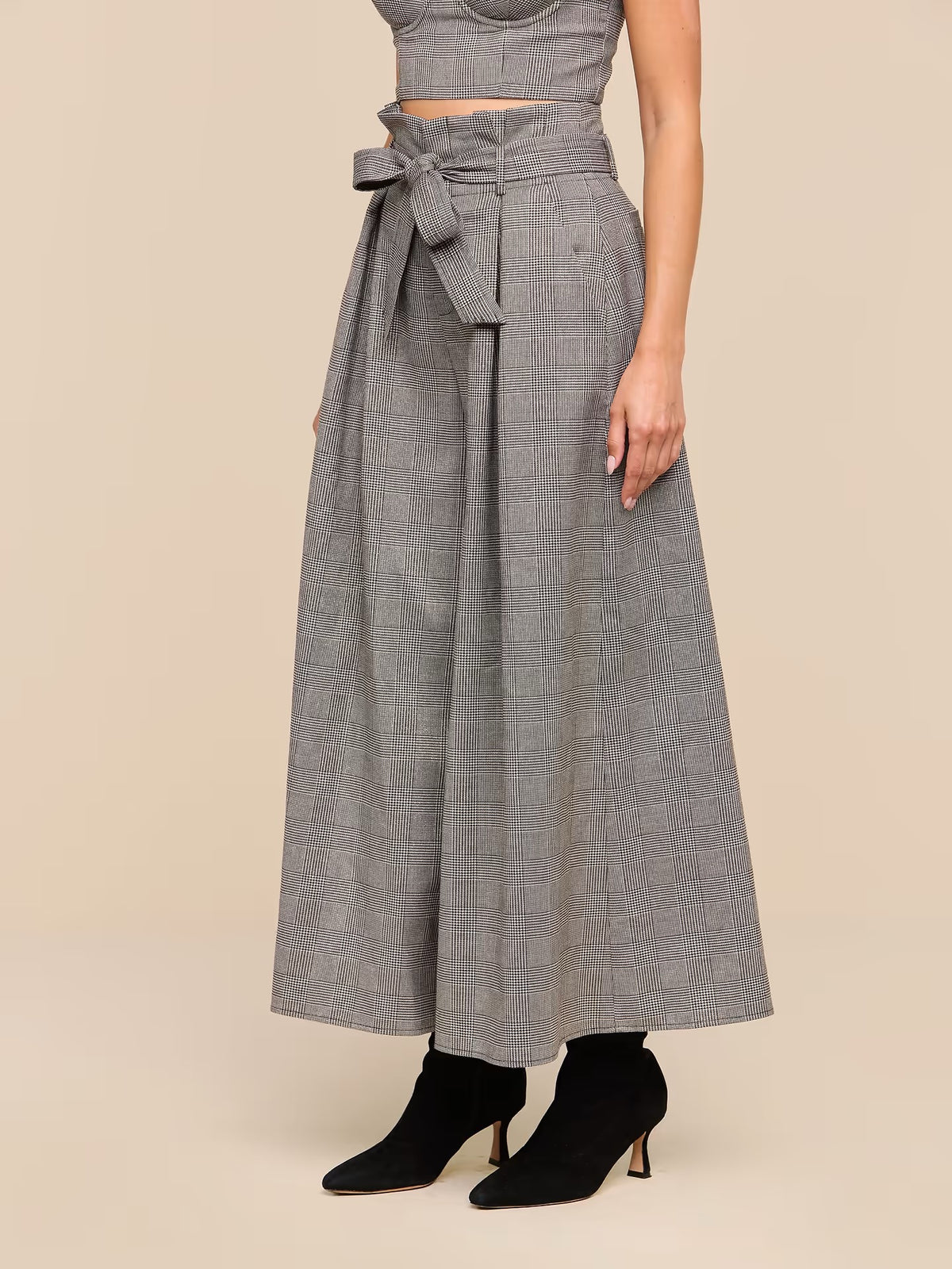 L'AGENCE - Women - Beige/Black Glen Plaid Lurex Lowen Pant