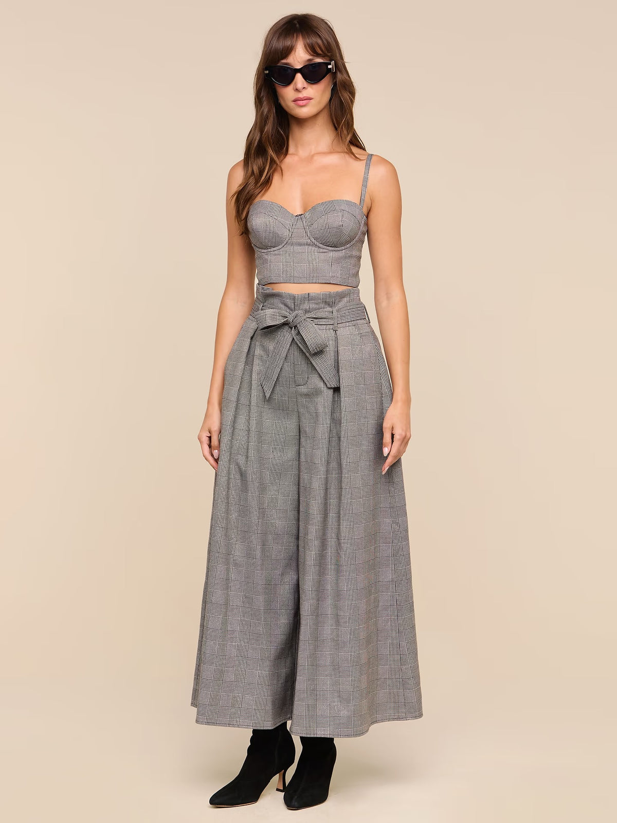 L"AGENCE - Women- Beige/Black Lurex Glen Plaid Sonya Bustier