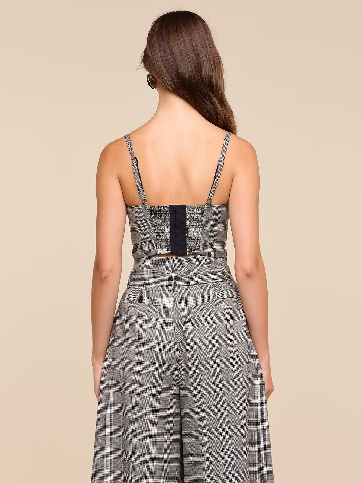 L"AGENCE - Women- Beige/Black Lurex Glen Plaid Sonya Bustier