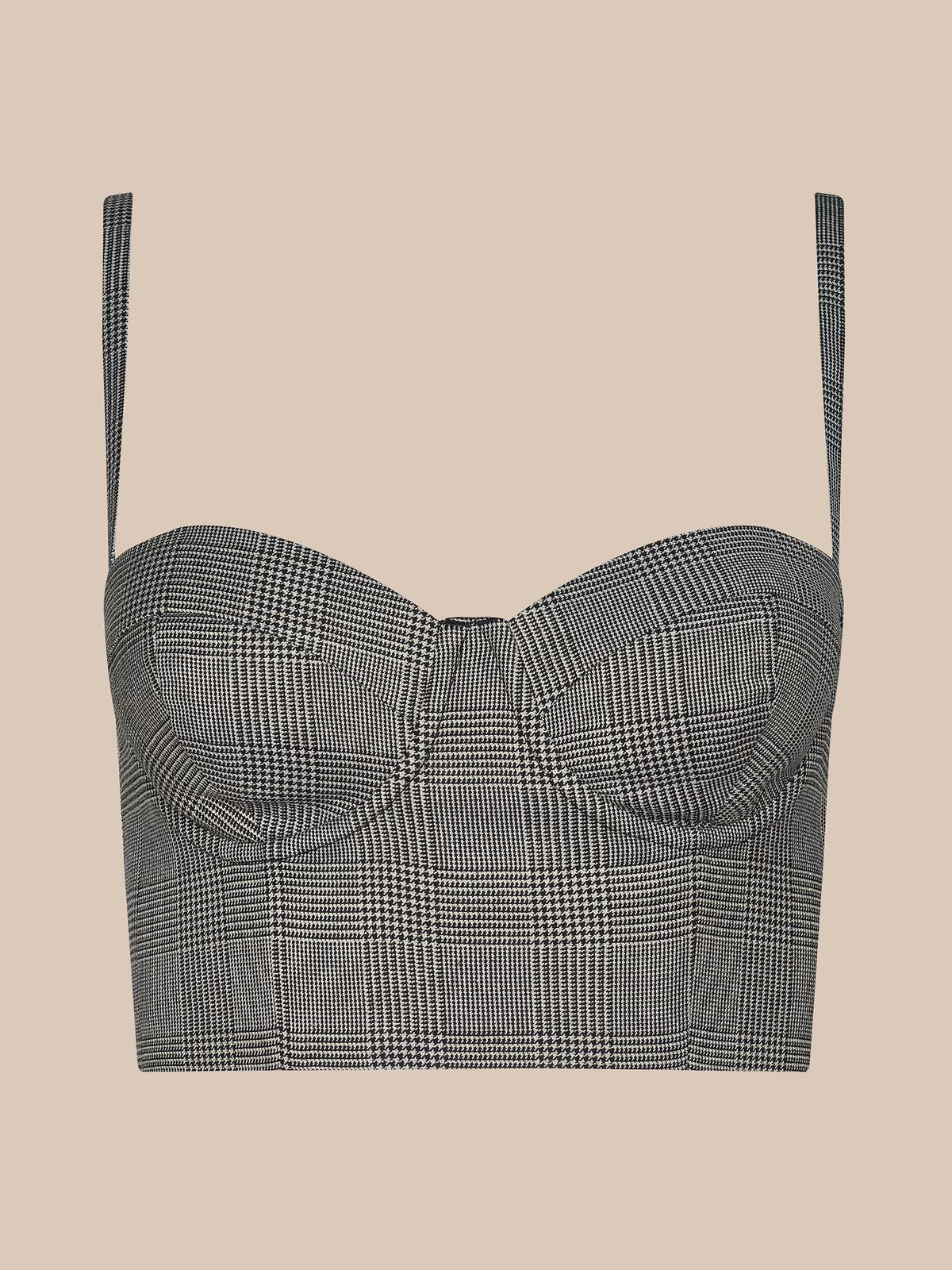 L"AGENCE - Women- Beige/Black Lurex Glen Plaid Sonya Bustier