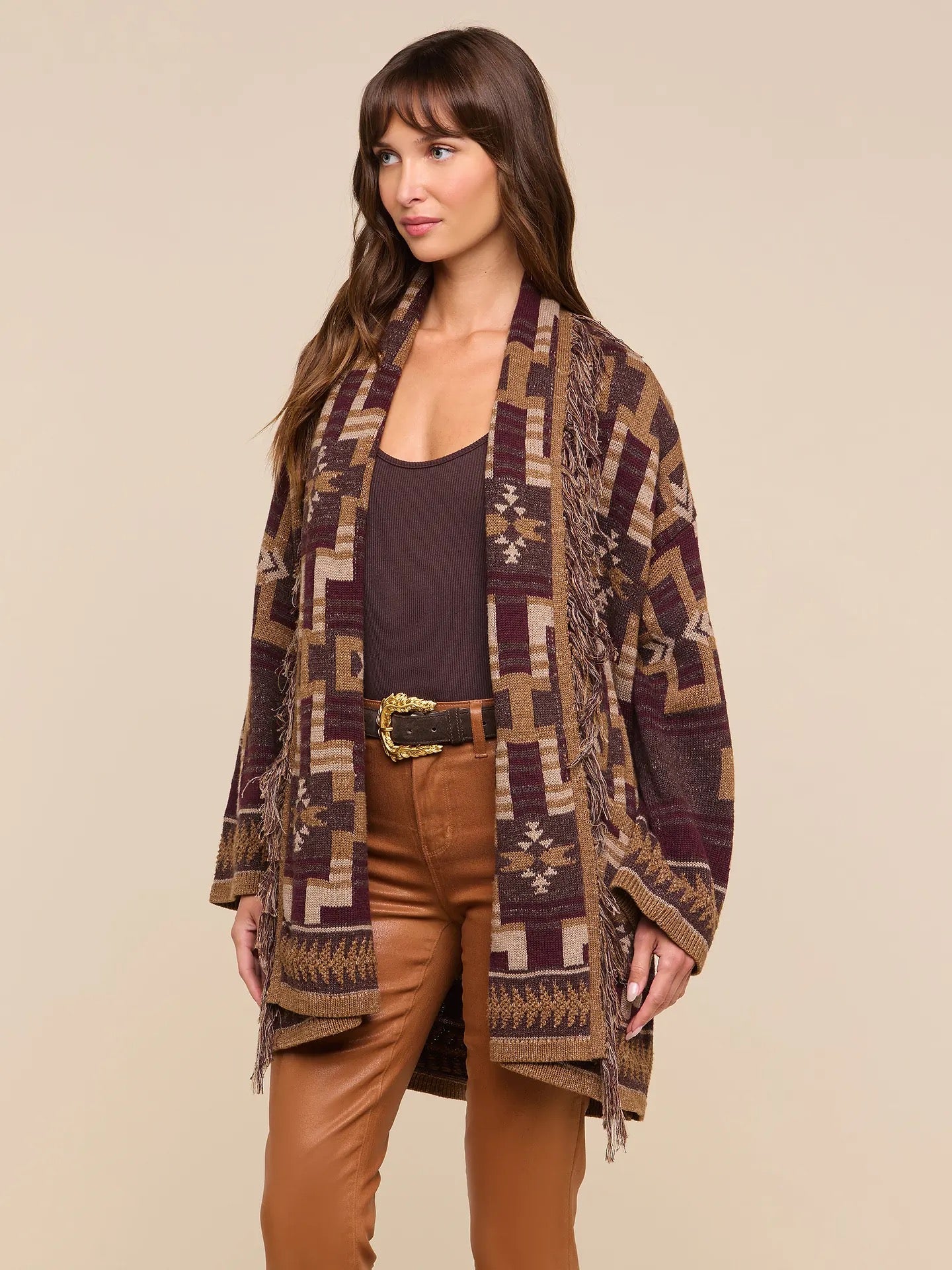 L"AGENCE - Women -  Dark Java/Burgandy Multi Jair Cardigan