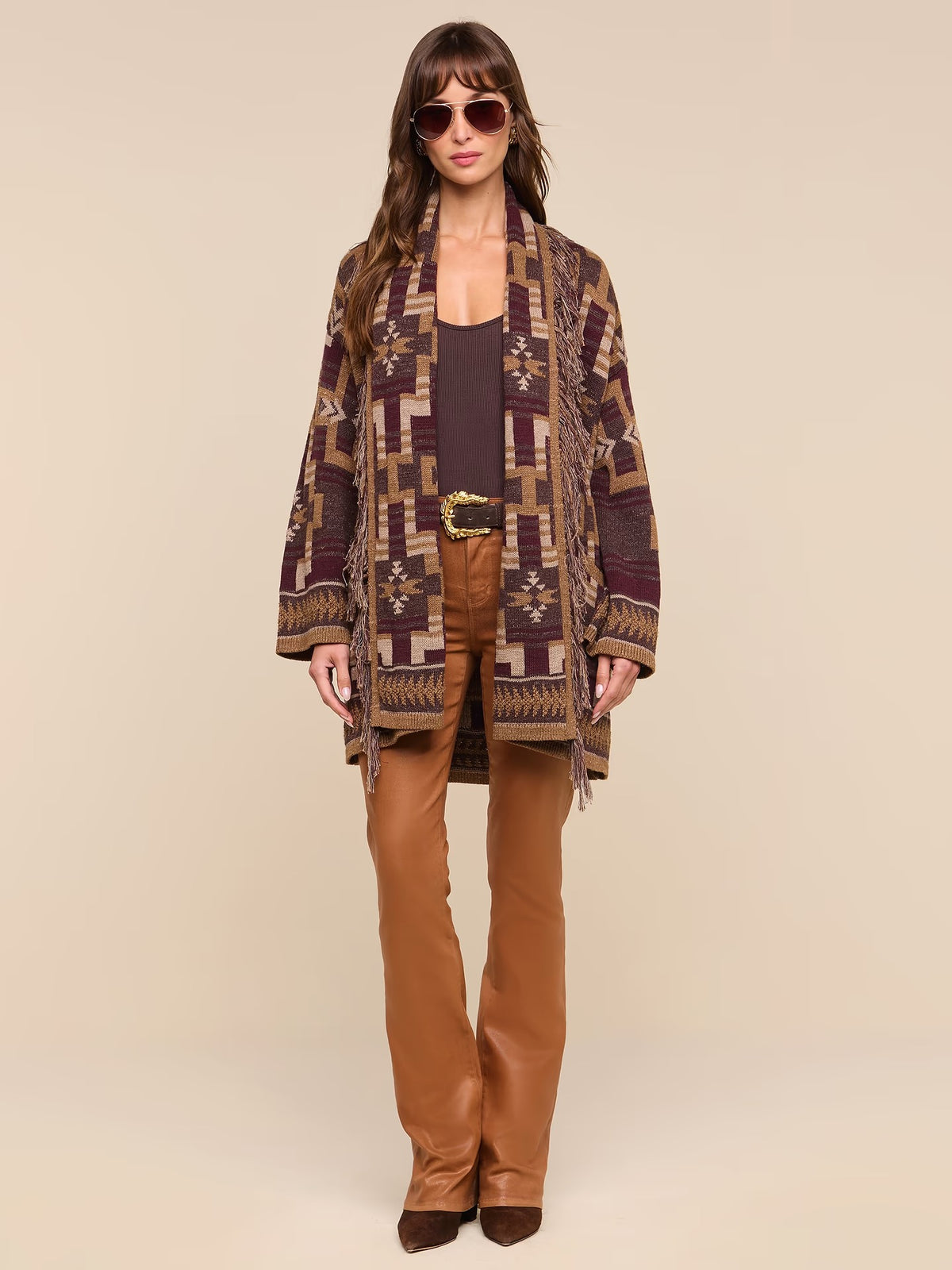 L"AGENCE - Women -  Dark Java/Burgandy Multi Jair Cardigan