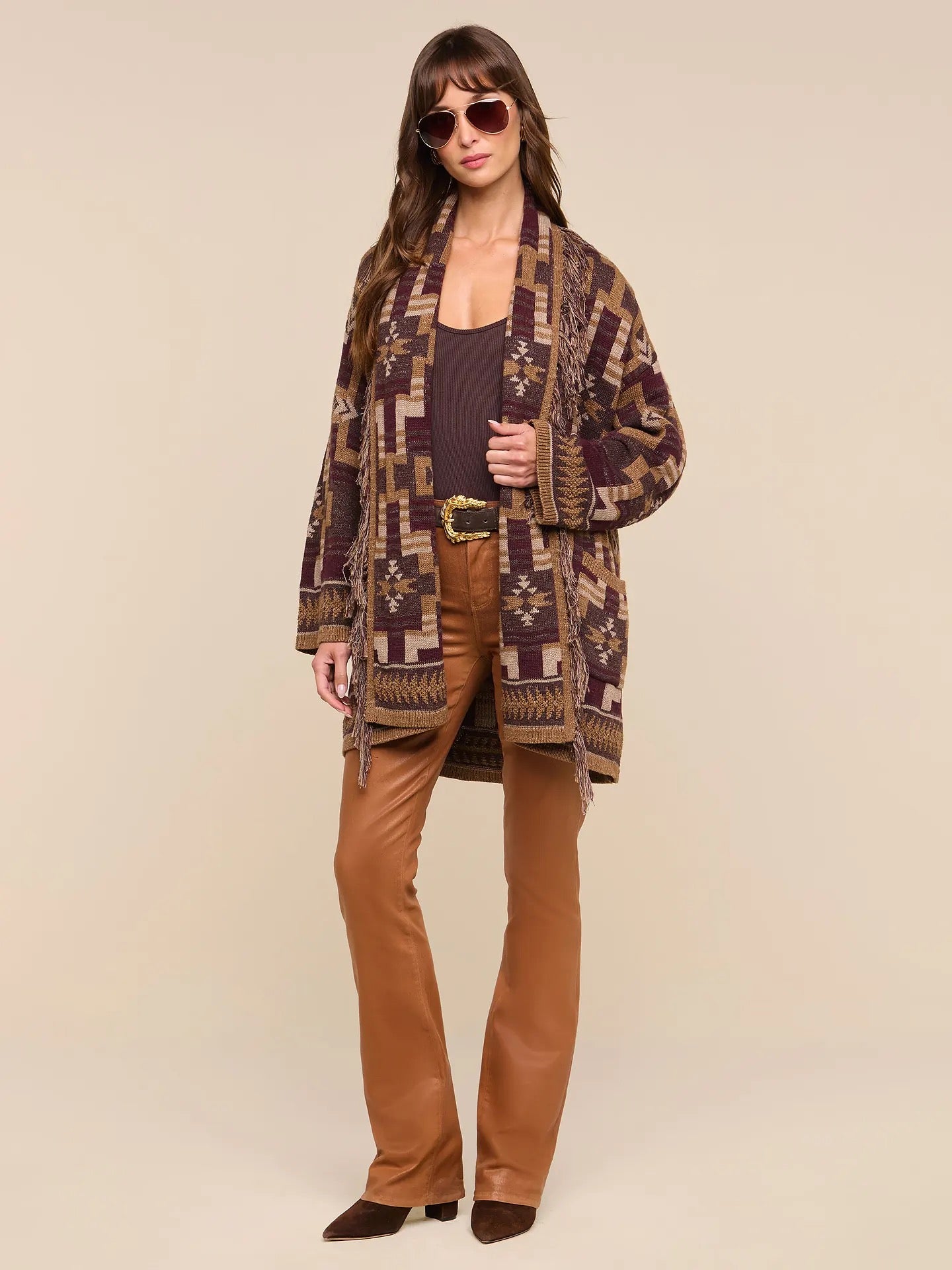 L"AGENCE - Women -  Dark Java/Burgandy Multi Jair Cardigan