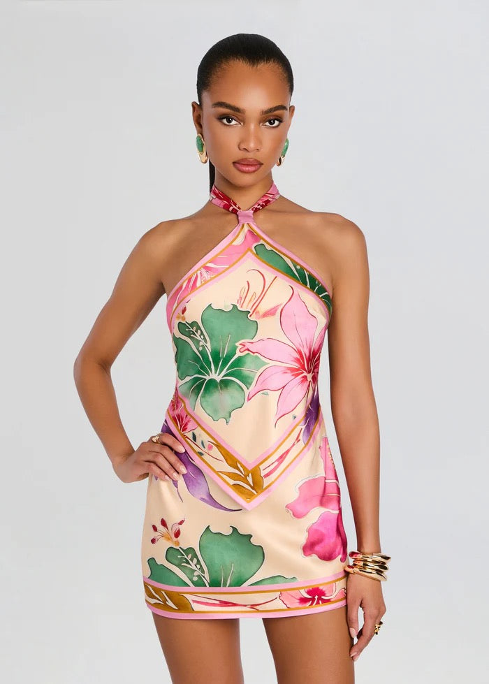 Retrofete - Women -  Ivory Hibiscus Floral Adelaide Silk Dress