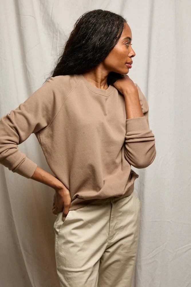 Perfect White Tee -Women- Mocha/Powder Blue Alexi French Terry Sweatshirt