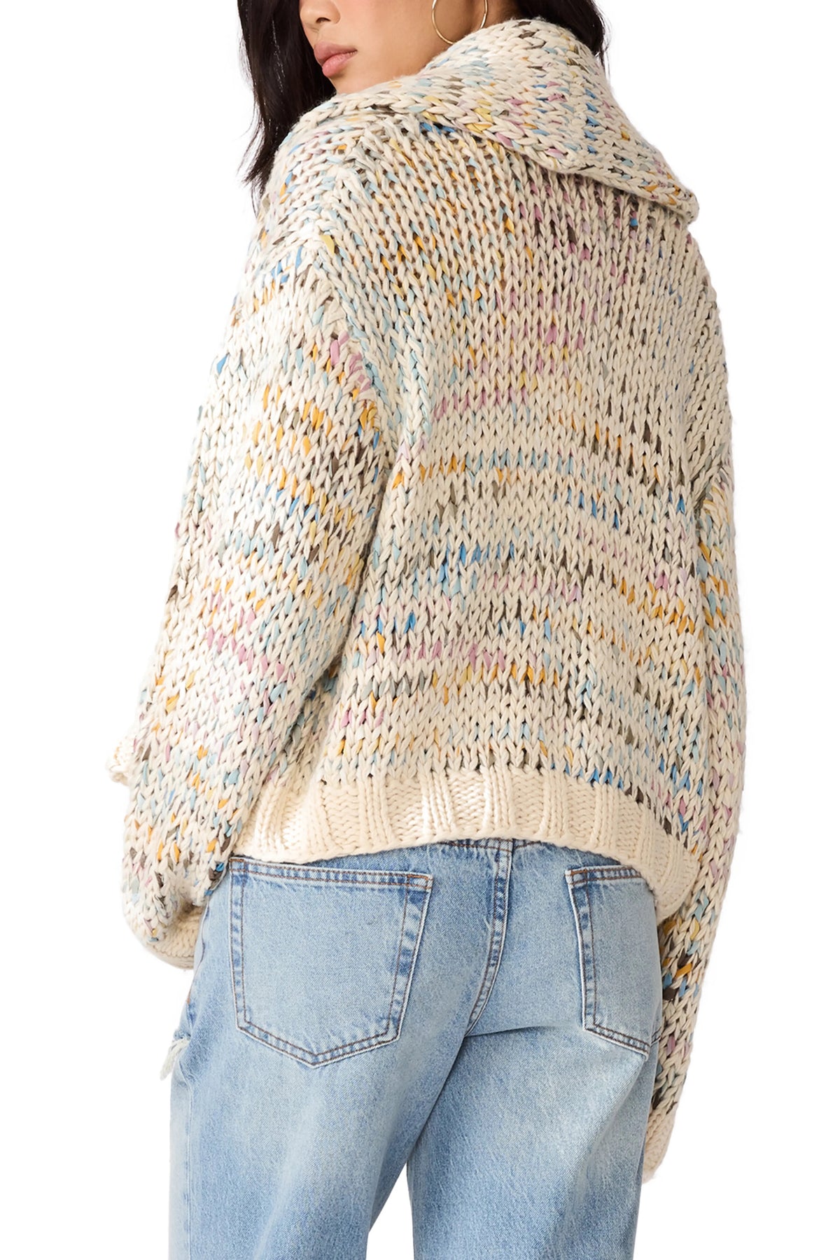Steve Madden - Women - Multi Enid Mixed Yarn Shawl Collar  Sweater