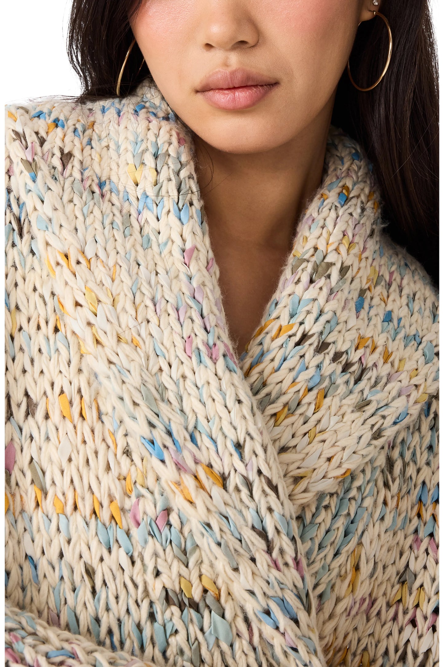 Steve Madden - Women - Multi Enid Mixed Yarn Shawl Collar  Sweater