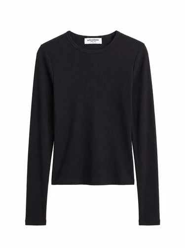 Perfect White Tee - Women -True Black Ivanna Micro Model Rib Long Sleeve Top