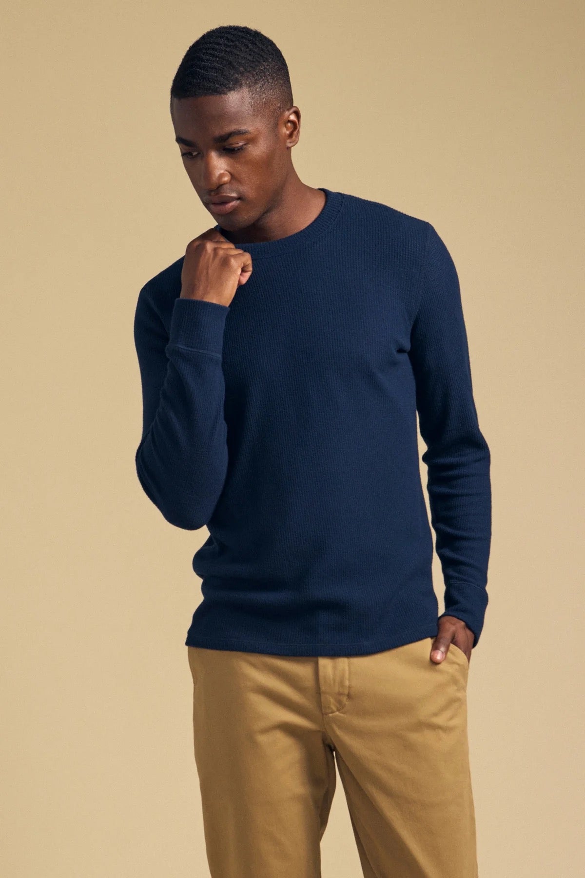 Velvet by Graham & Spencer - Men - Navy Tolliver Thermal Crew