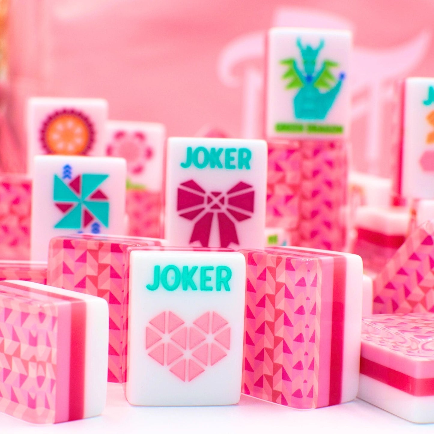 My Fair Mahjong - Pink Crystal Prism Mahjong with Bold Angles and Vibrant Vibes