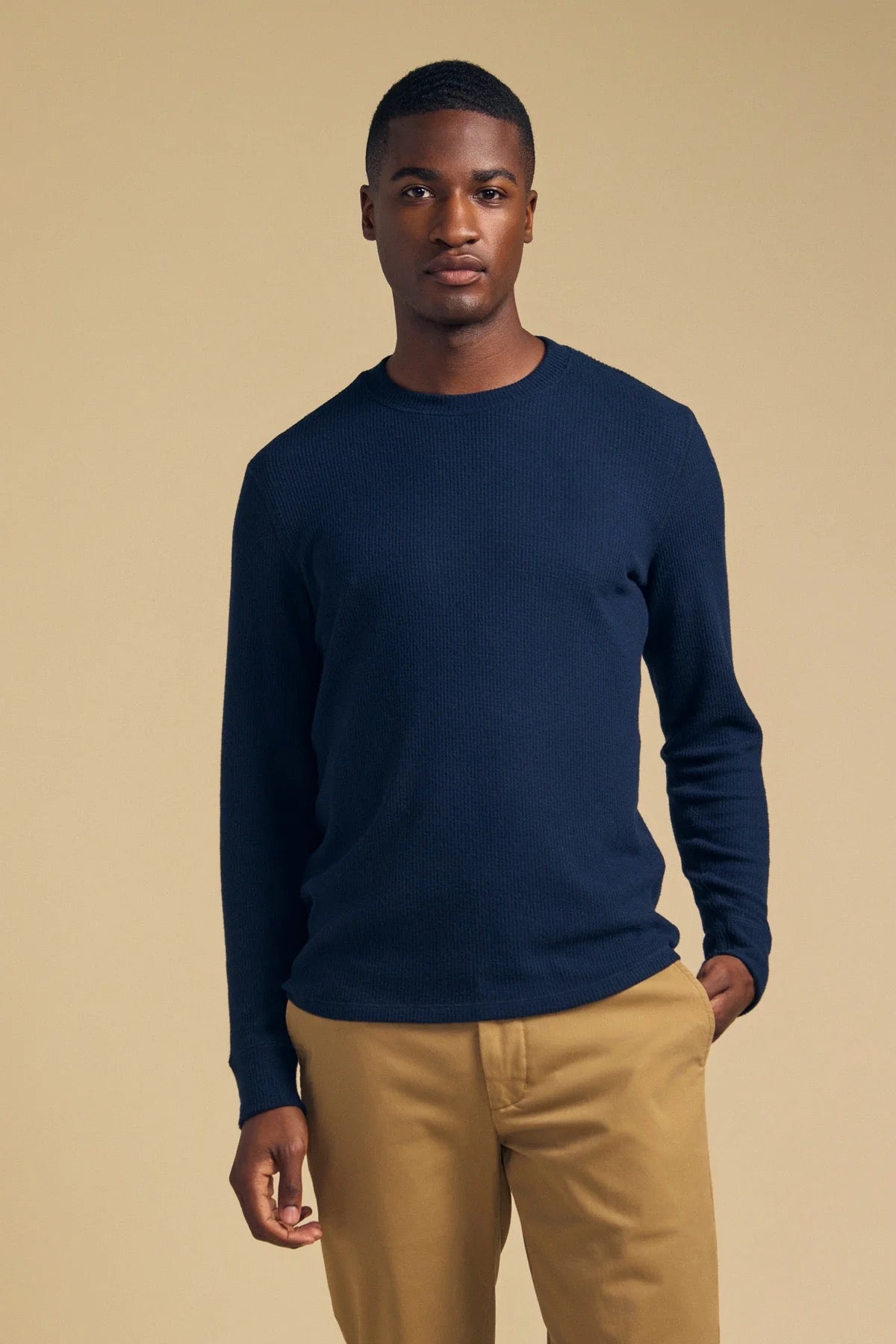 Velvet by Graham & Spencer - Men - Navy Tolliver Thermal Crew