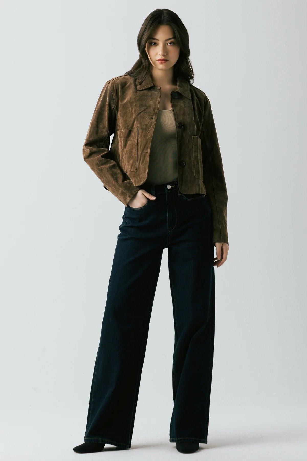 Blank NYC - Women Black Coffee Suede Crop Jacket