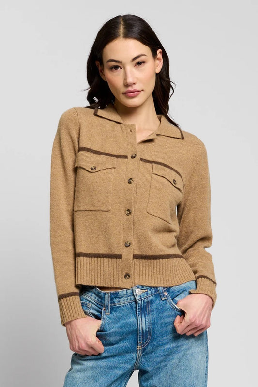 Central Park West - Women - Camel Thea Cashmere Button Up