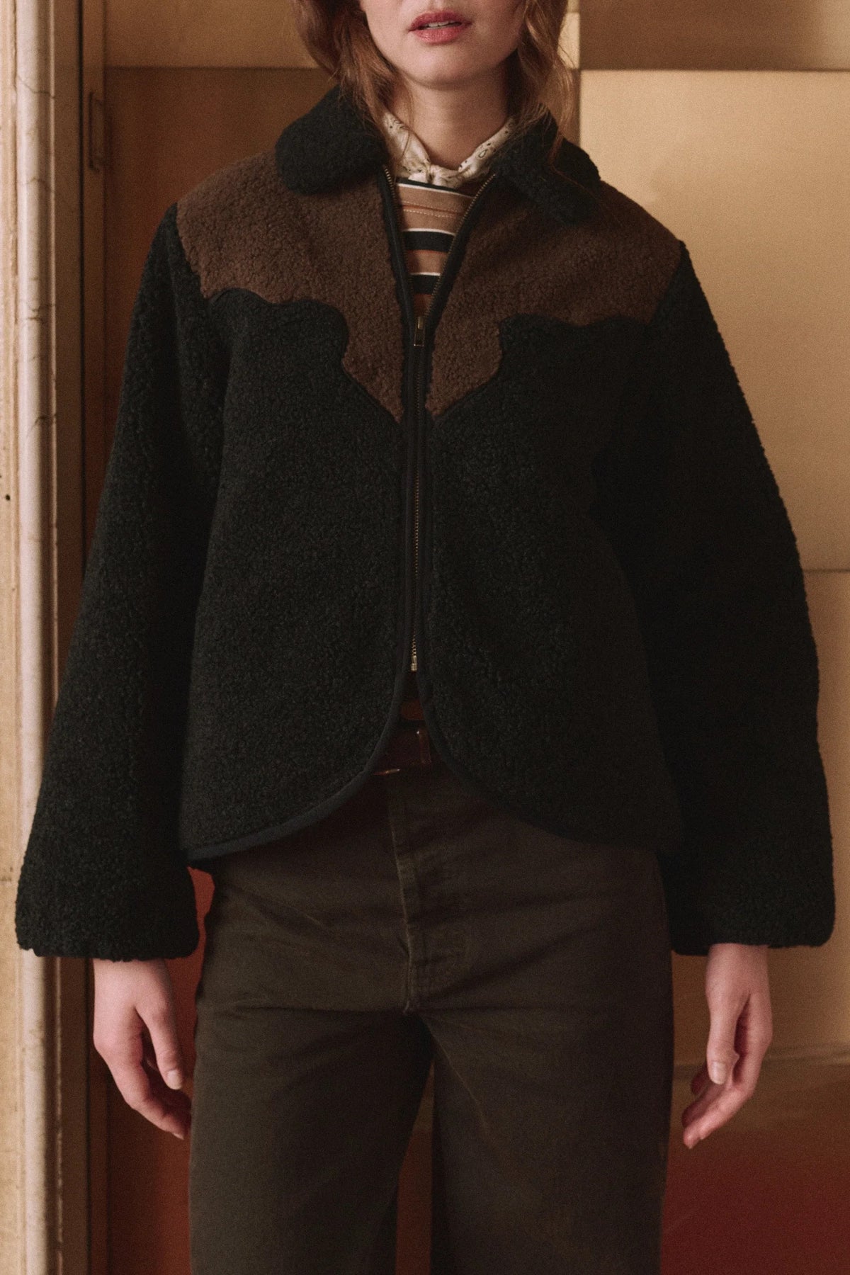 The Great - Women - Black Reversible Western Yoke Pasture Jacket
