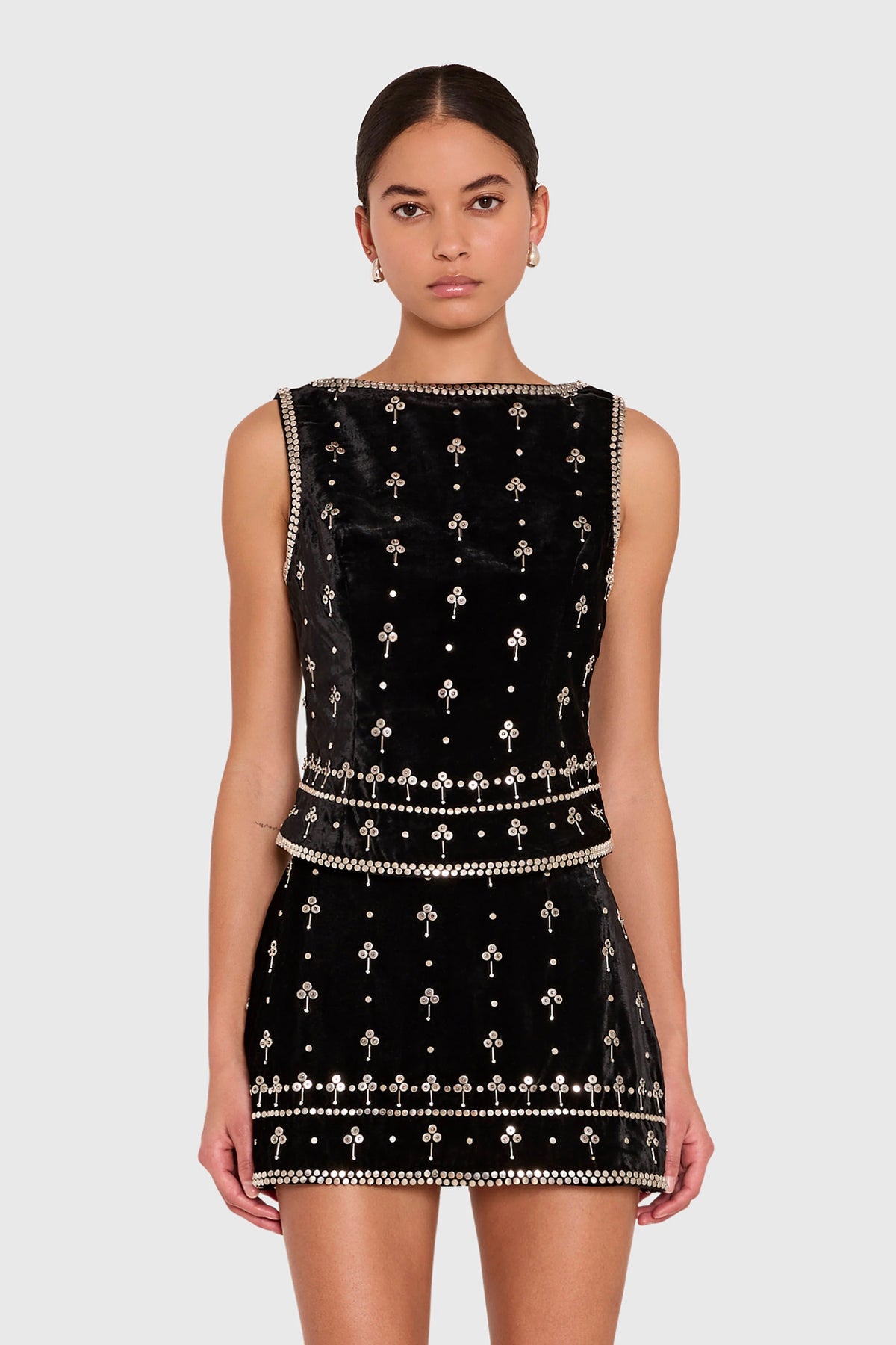 Amanda Uprichard - Women - Black Studded Velvet Ines Top