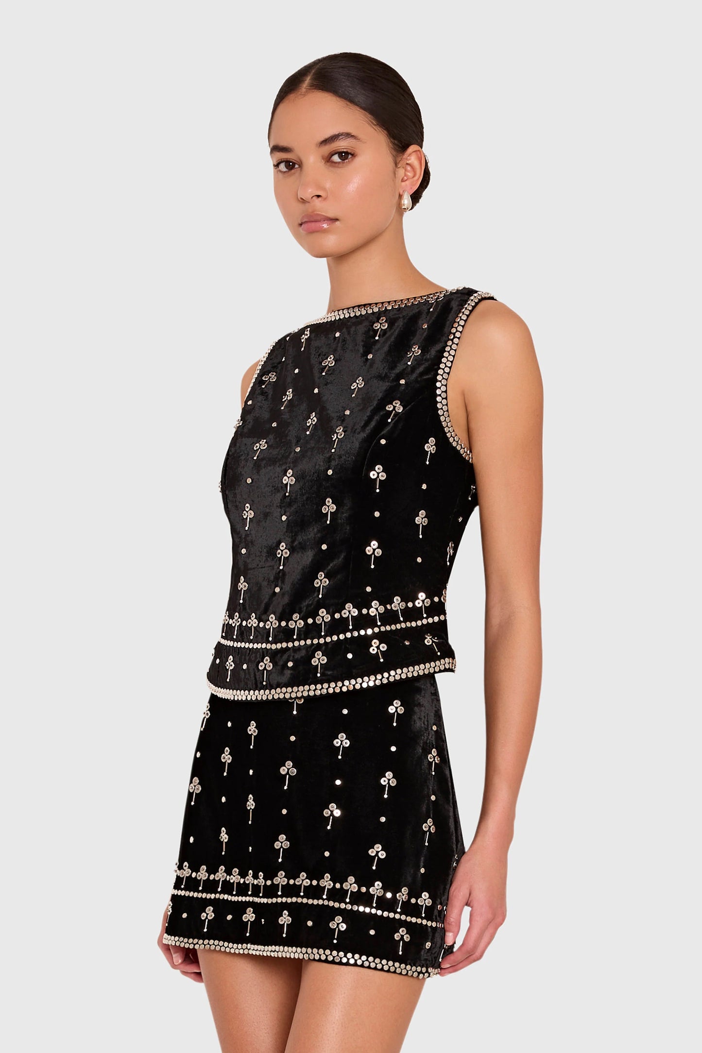 Amanda Uprichard - Women - Black Studded Velvet Ines Top