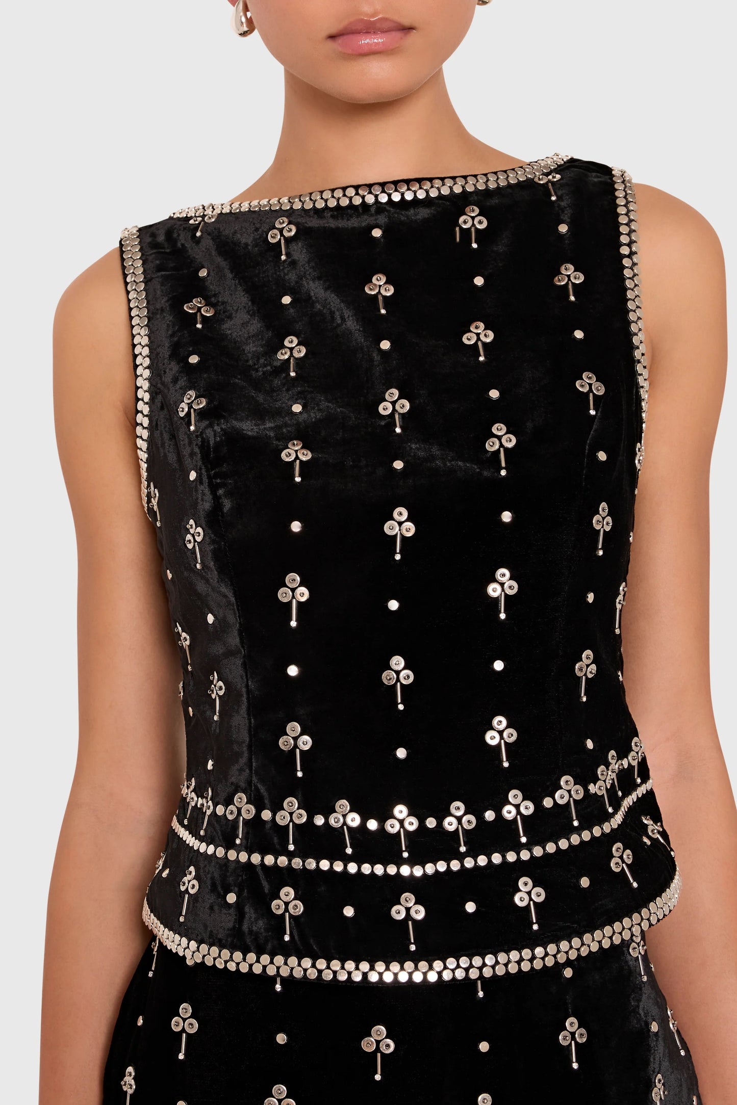 Amanda Uprichard - Women - Black Studded Velvet Ines Top