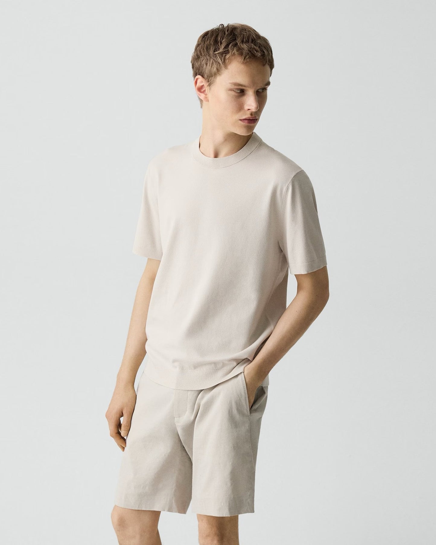 Theory  - Men - Silver Cloud Soris Tee in Light Bilen
