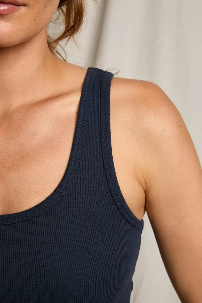 Perfect White Tee - Women - White/Navy London Rib Tank