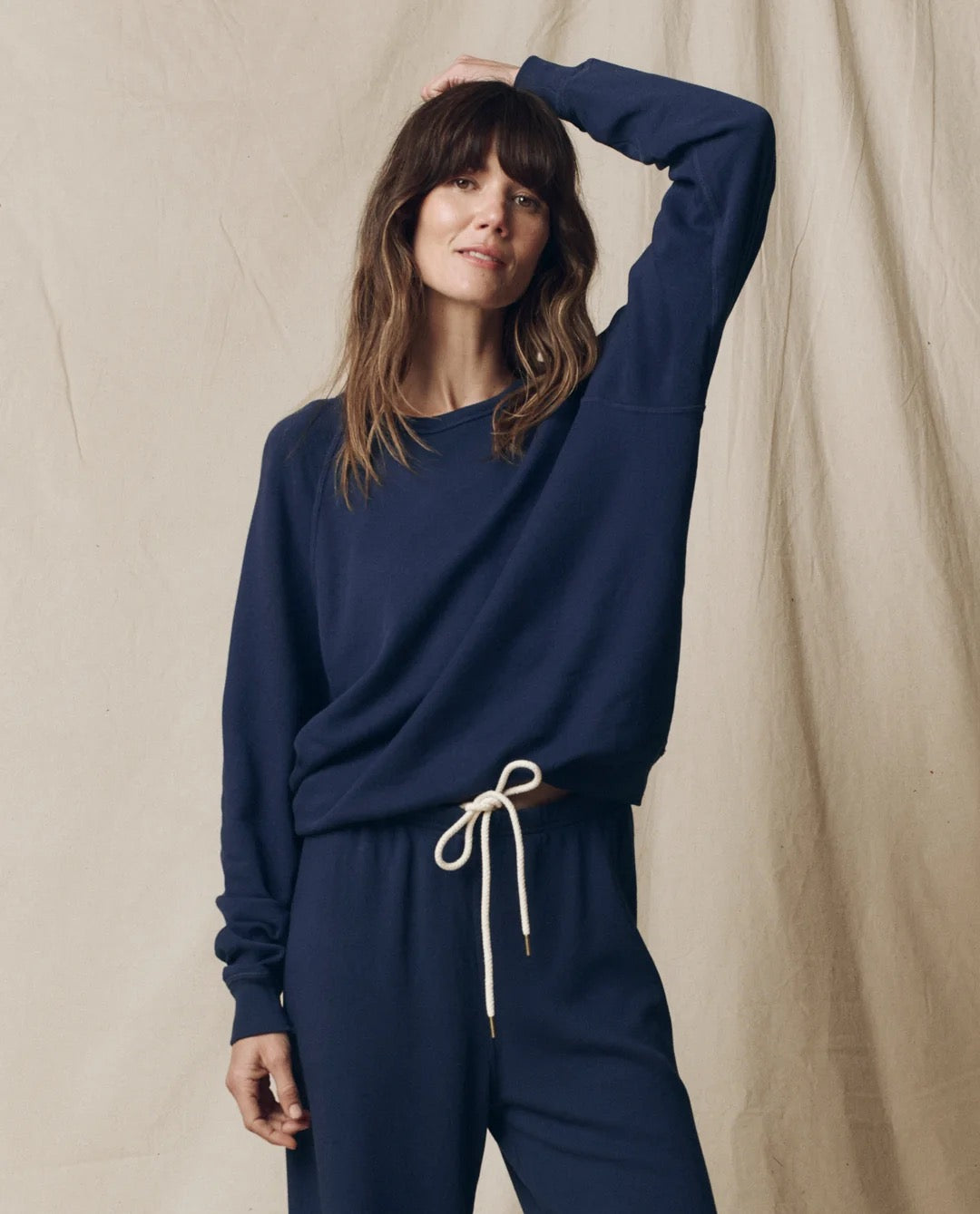 The Great - Women - Navy Fleece College Sweatshirt