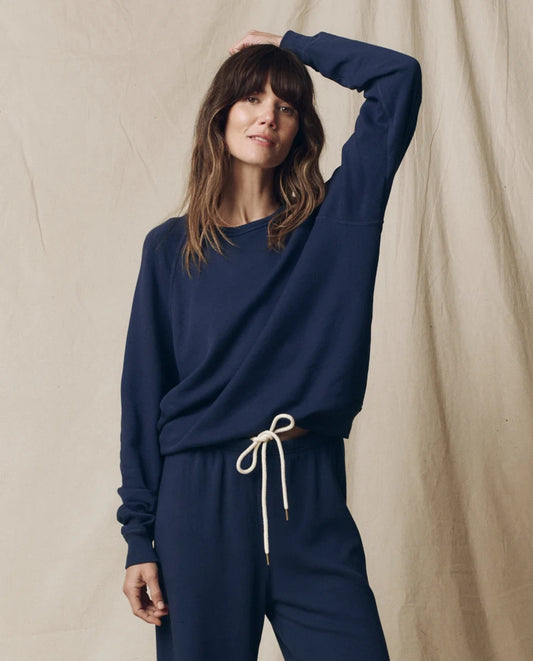 The Great - Women - Navy Fleece College Sweatshirt