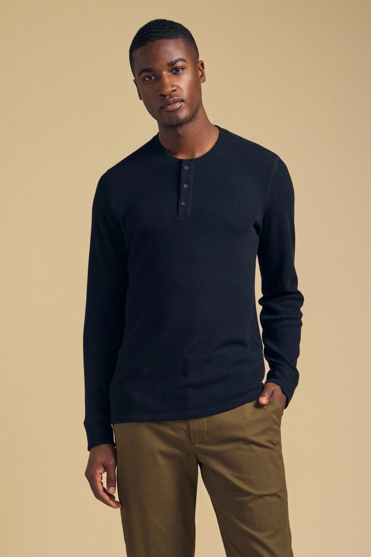 Velvet by Graham & Spencer - Men -Black Roen Thermal Henley