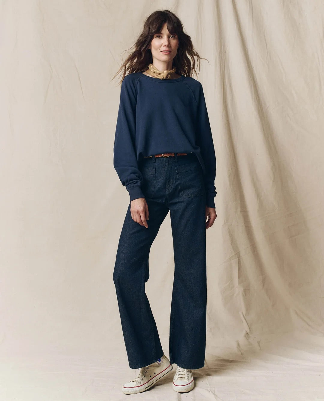 The Great - Women - Navy Fleece College Sweatshirt