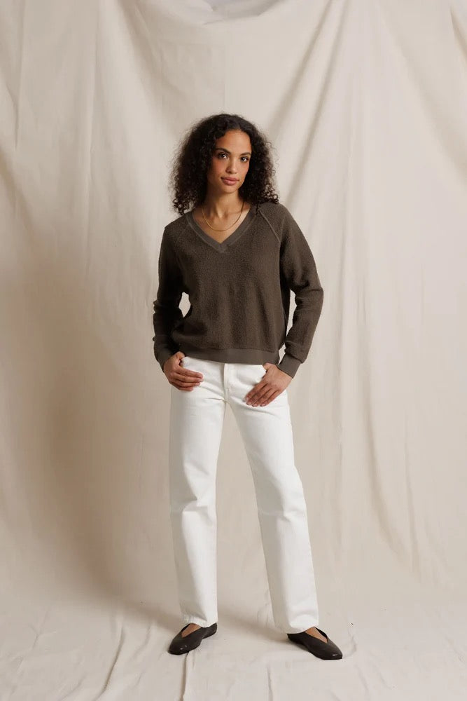 Perfect White Tee - Women - Dark Olive Ziggy V-Neck Sweatshirt