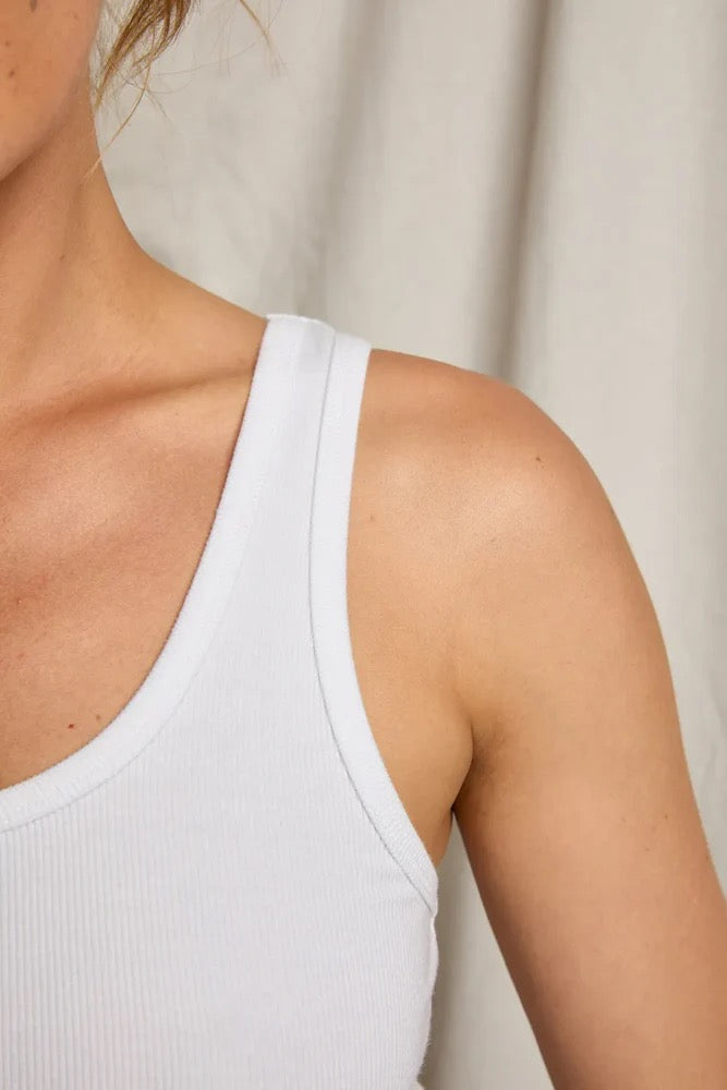 Perfect White Tee - Women - White/Navy London Rib Tank