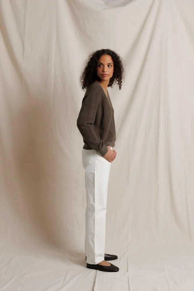Perfect White Tee - Women - Dark Olive Ziggy V-Neck Sweatshirt