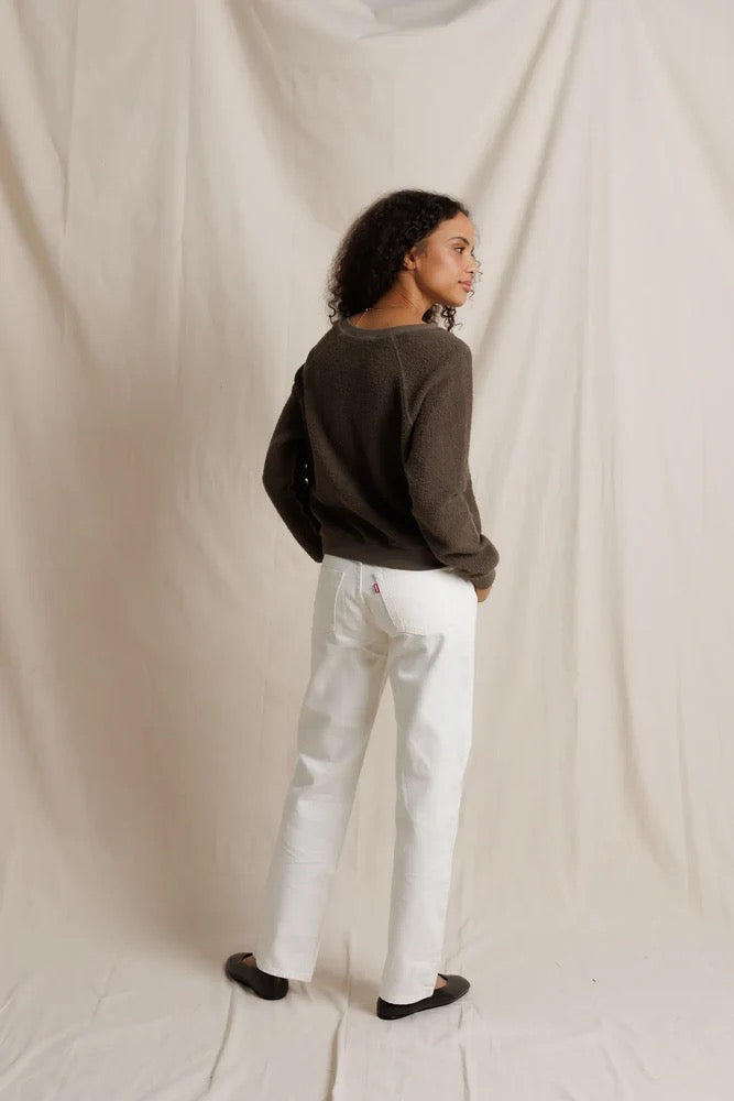 Perfect White Tee - Women - Dark Olive Ziggy V-Neck Sweatshirt