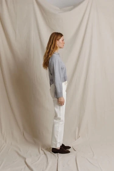 Perfect White Tee - Women - Heather Grey Ximena Cotton Cashmere Striped Sweater