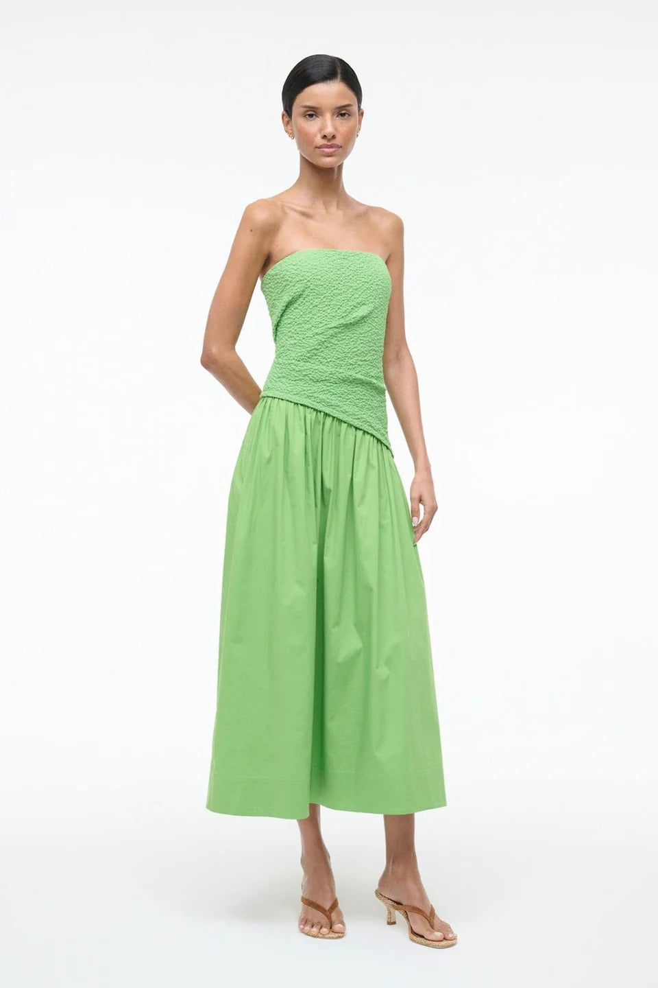 Staud  - Women - Nia Dress In Sprout and White