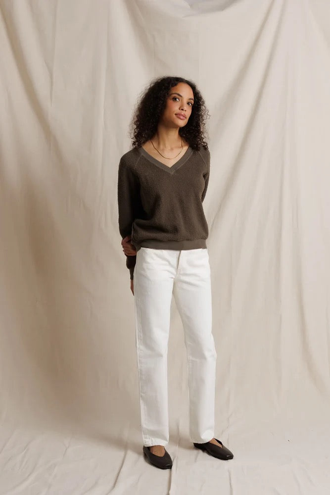 Perfect White Tee - Women - Dark Olive Ziggy V-Neck Sweatshirt