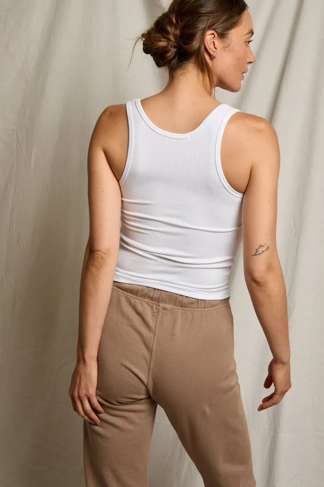 Perfect White Tee - Women - White/Navy London Rib Tank