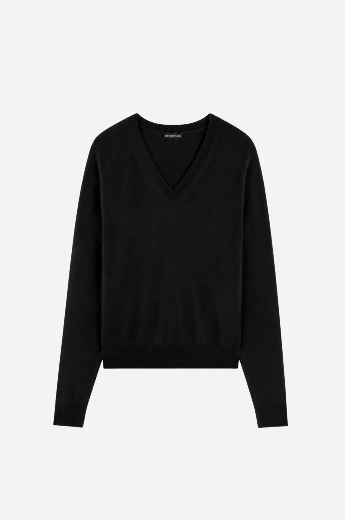 Minnir Rose - Women - Black Cashmere Long Sleeve Shrunken V Neck