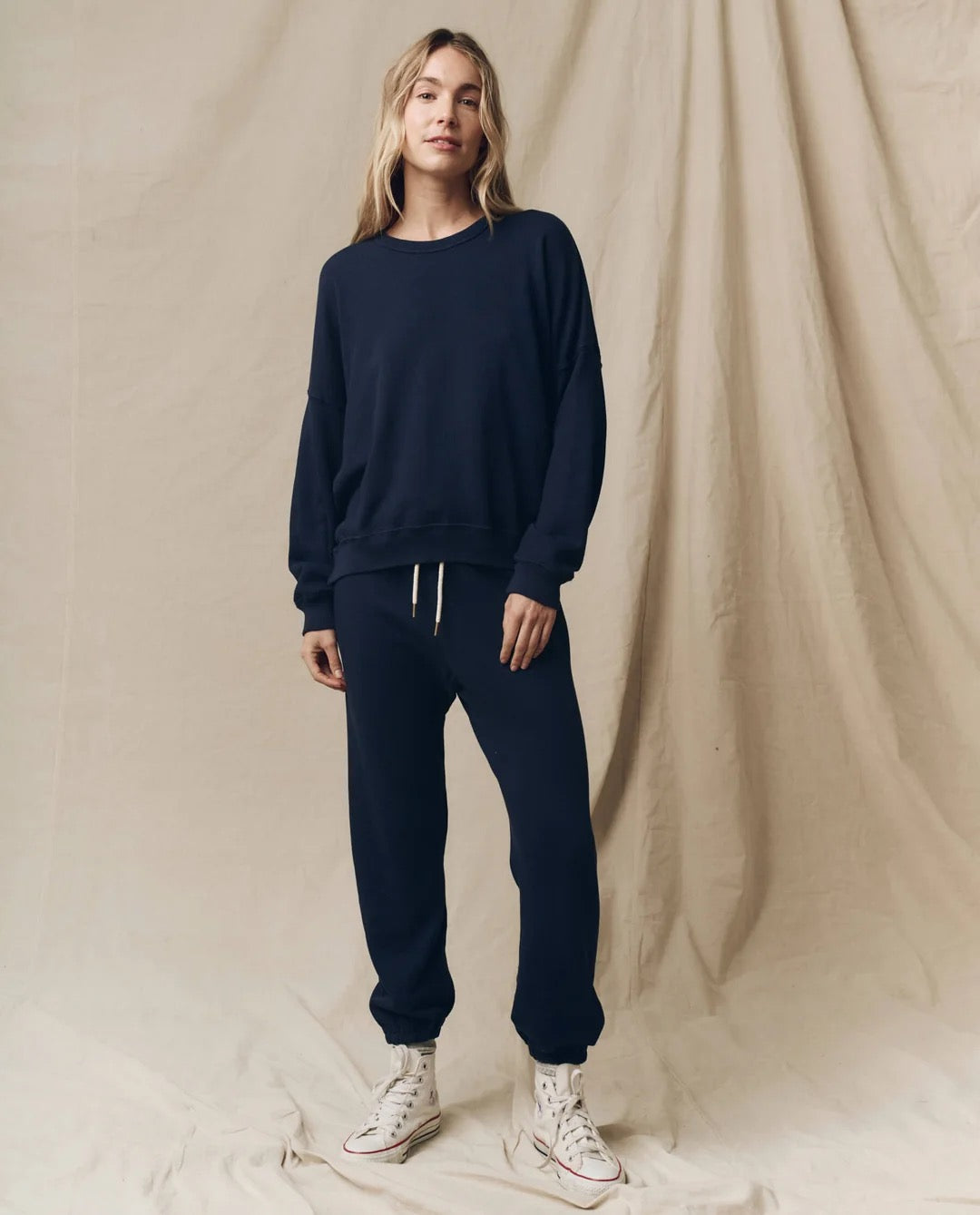The Great - Women - Navy Fleece Stadium Sweatpant