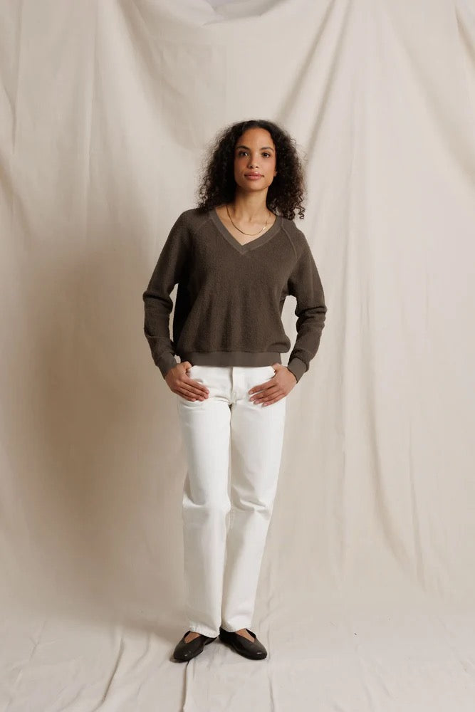Perfect White Tee - Women - Dark Olive Ziggy V-Neck Sweatshirt